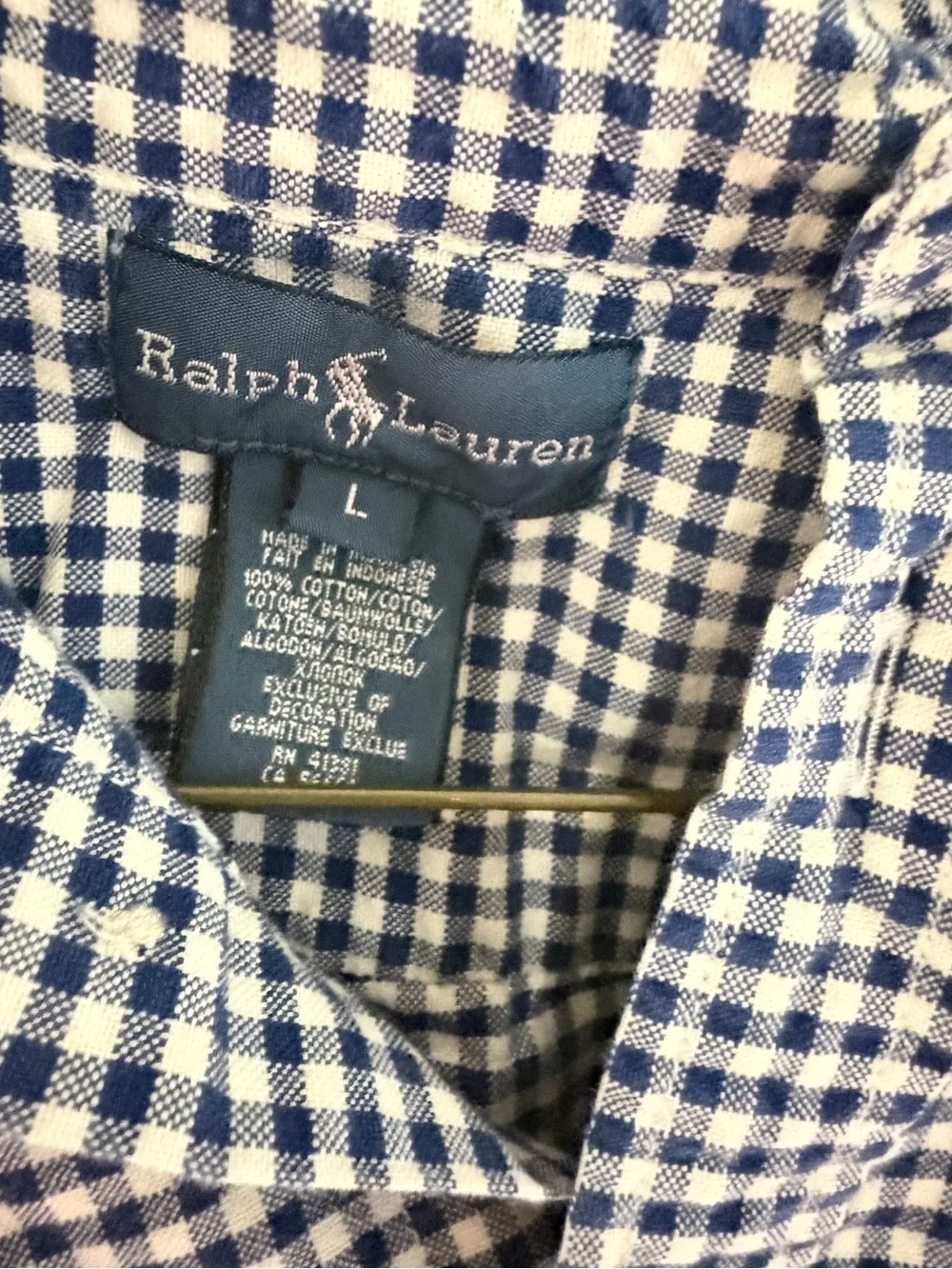 Ralph Lauren Navy & White Gingham Button-Down Shirt